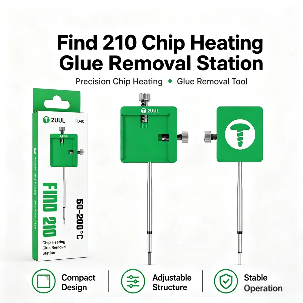 Green 2UUL Chip Heating Degumming Fixture Precise Positioning Needle Holder For Cell Phone Motherboard IC Glue Cleaning Work