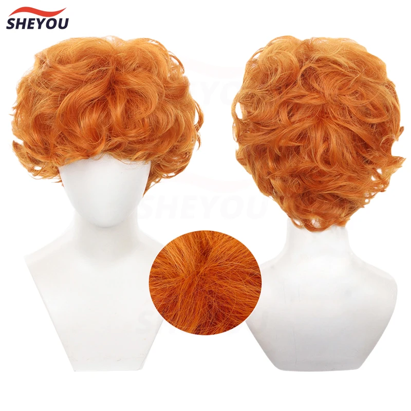 

Burifu Cosplay Wig Anime Panty and Stocking with Garterbelt Short Orange Heat Resistant Synthetic Hair Party Play Wigs + Wig Cap