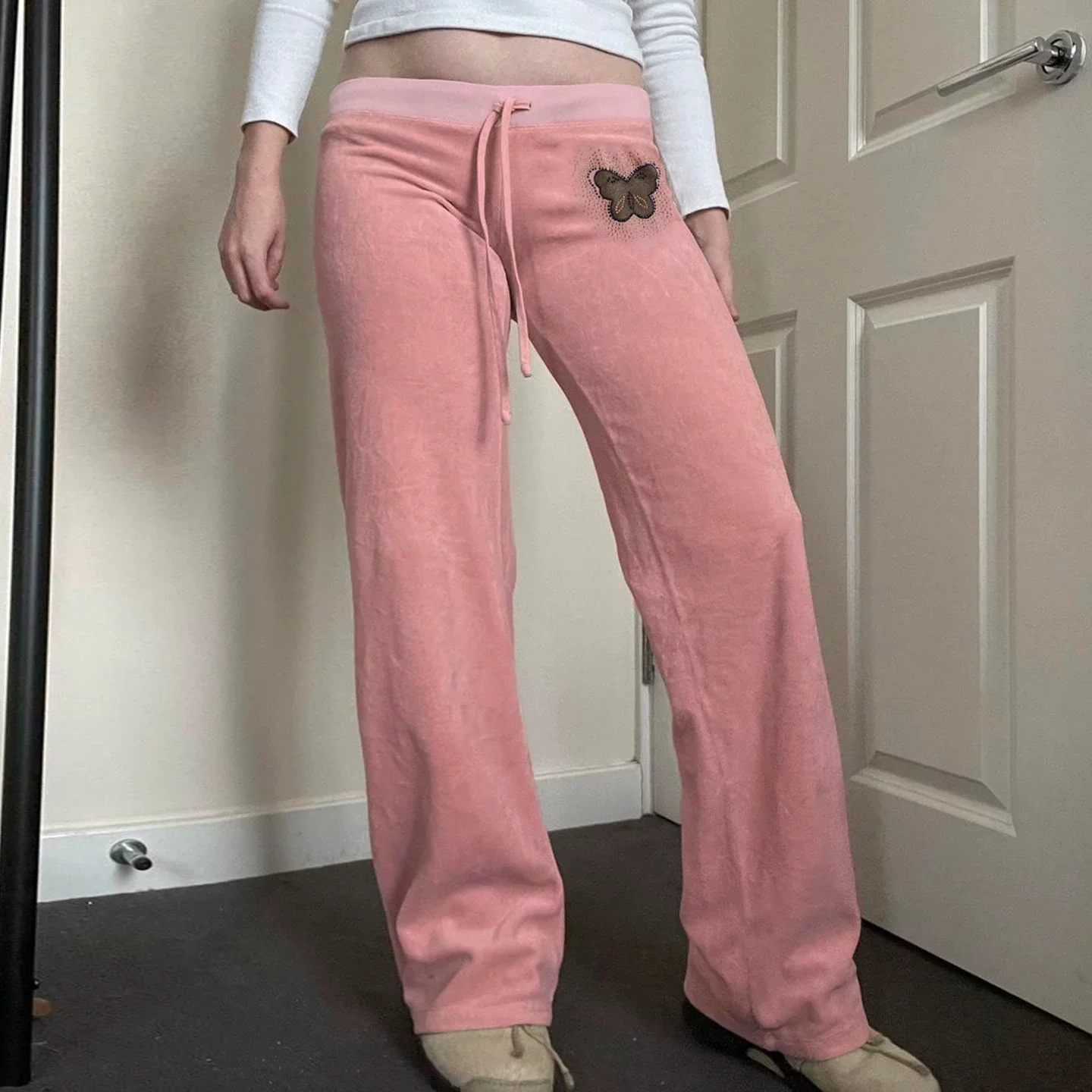 

Casual Pants Pink Womens Sharkskin Texture Fashion Series Bottom Wear Trousers Comfortable Female Style Streetwear Girl Ladies