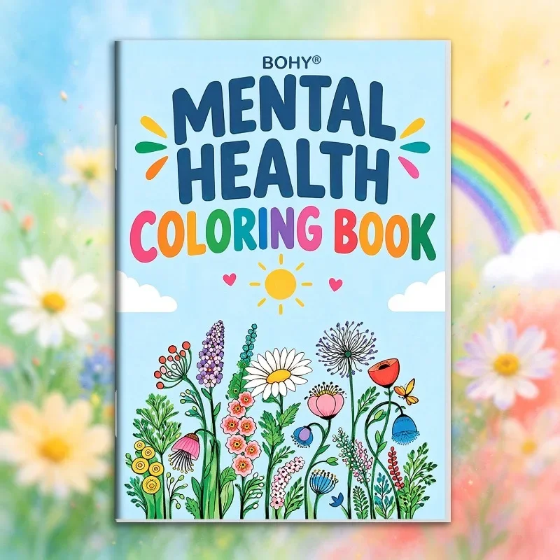 1 Adult Emotional Soothing Coloring Book 32 Pages of Heartwarming Inspirational English Short Sentences with Floral Border Lines