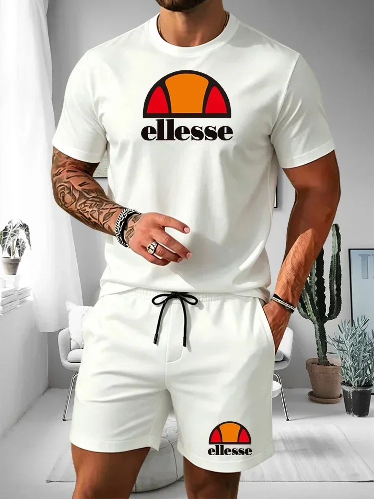 Men's Two-piece Sports Suit Round Neck Short Sleeved Shirt Shorts Set Men's Running Suit Plus Size T-shirt Men's Summer T-shirt