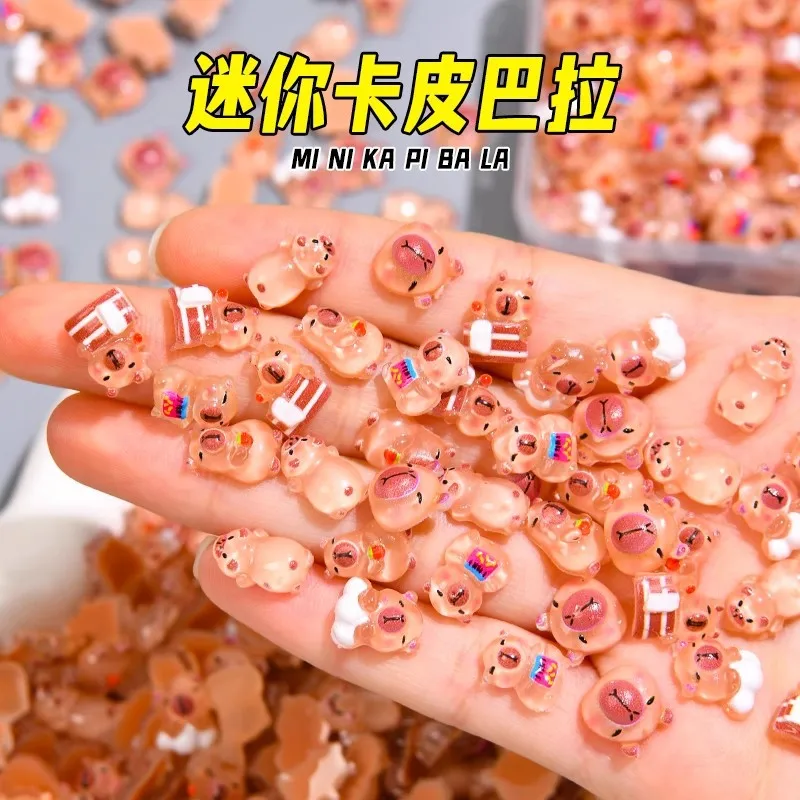 Super mini kapibara mini zabawka lalka dla dziewczynki zabawka kreskówkowa figurka wydry element dekoracyjny akcesorium do zdobienia paznokci DIY