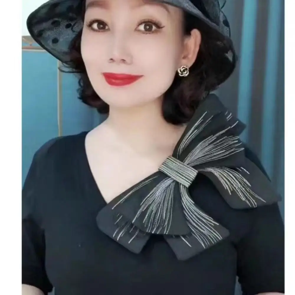 แฟชั่นชีฟองโบว์เข็มกลัด Pins 24 ซม.X 29 ซม.เสื้อผ้าตกแต่ง Handmade เข็มกลัด Anti Glare COLLAR เสื้อผ้าอุปกรณ์เสริม