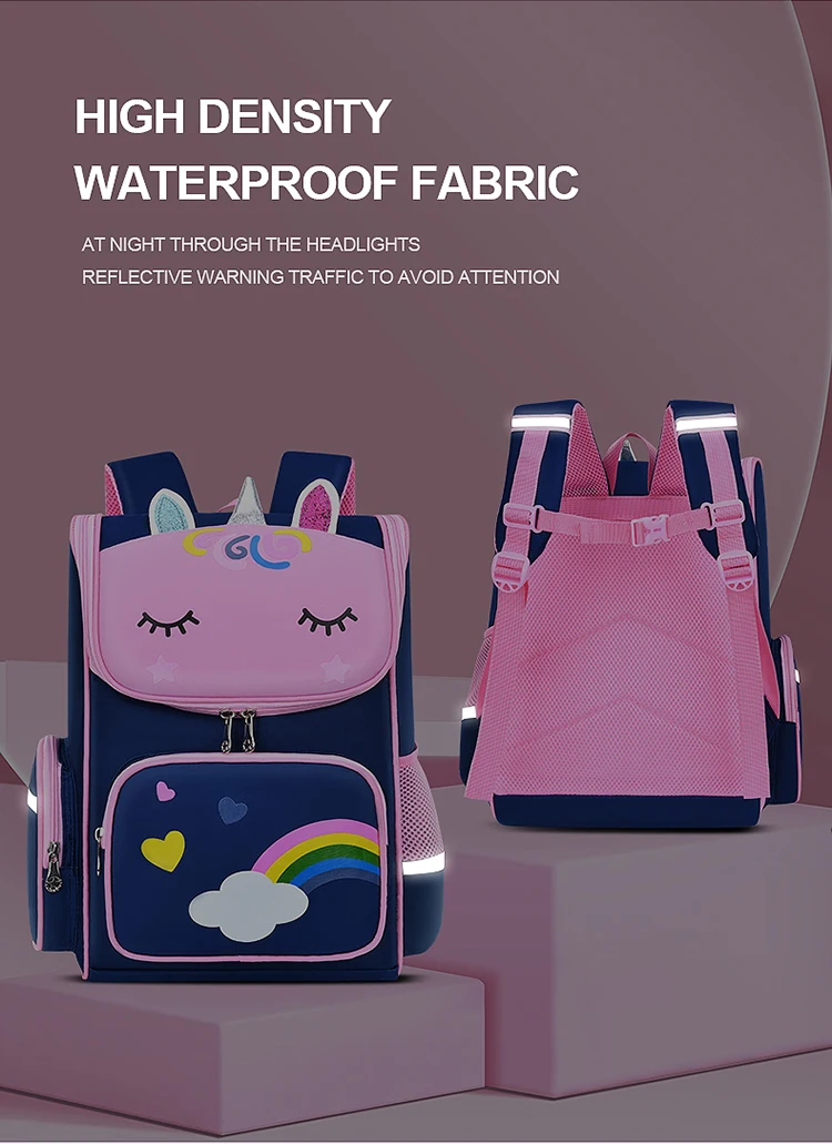 New CHILDREN'S Elementary School Students Schoolbag 6-12 Years Old Boys and Girls Shoulders Backpack 1-6 Grades Unicorn Cute Wat