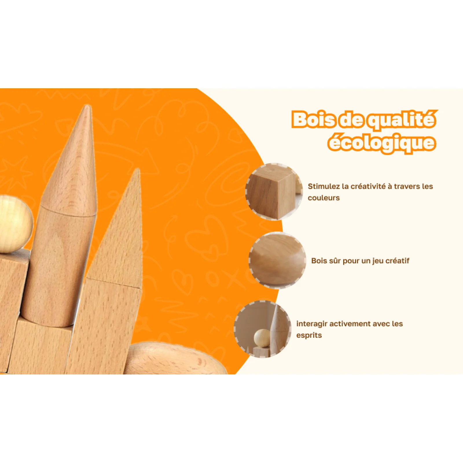 Montessori Polished Wooden Geometric Solids Blocks, 3D Shapes (Set of 10)