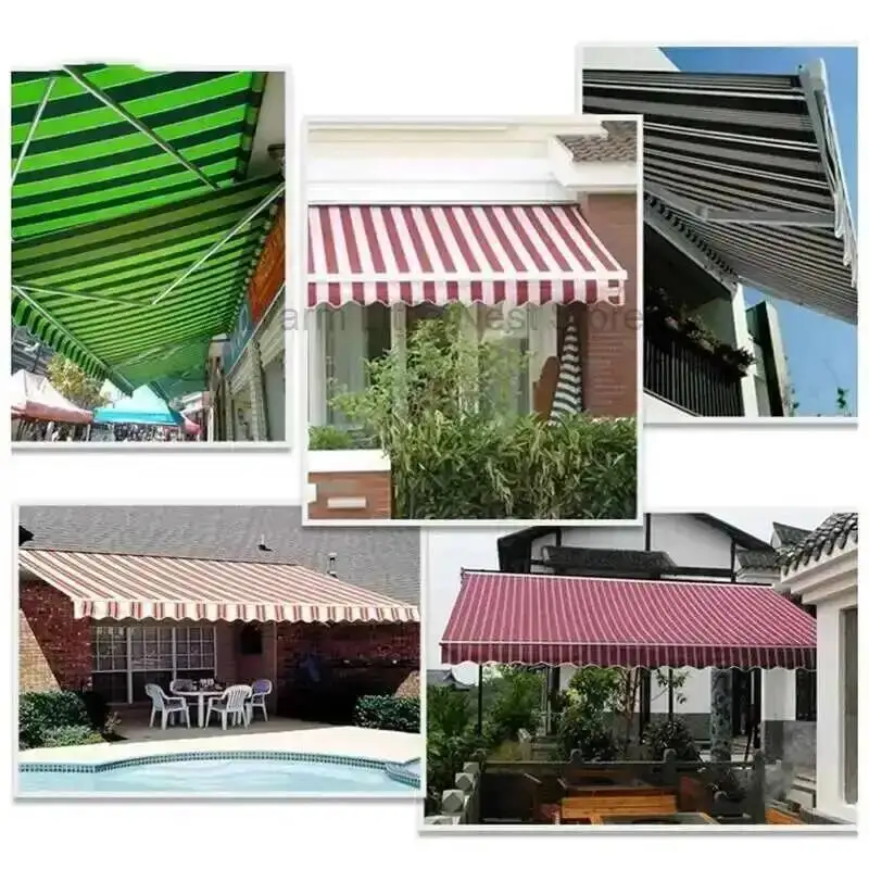 Hand-cranked Awning Outdoor Balcony Retractable Gazebos Window Shop Sunshade Tent Courtyard Sun Protection and Rainproof Pergola