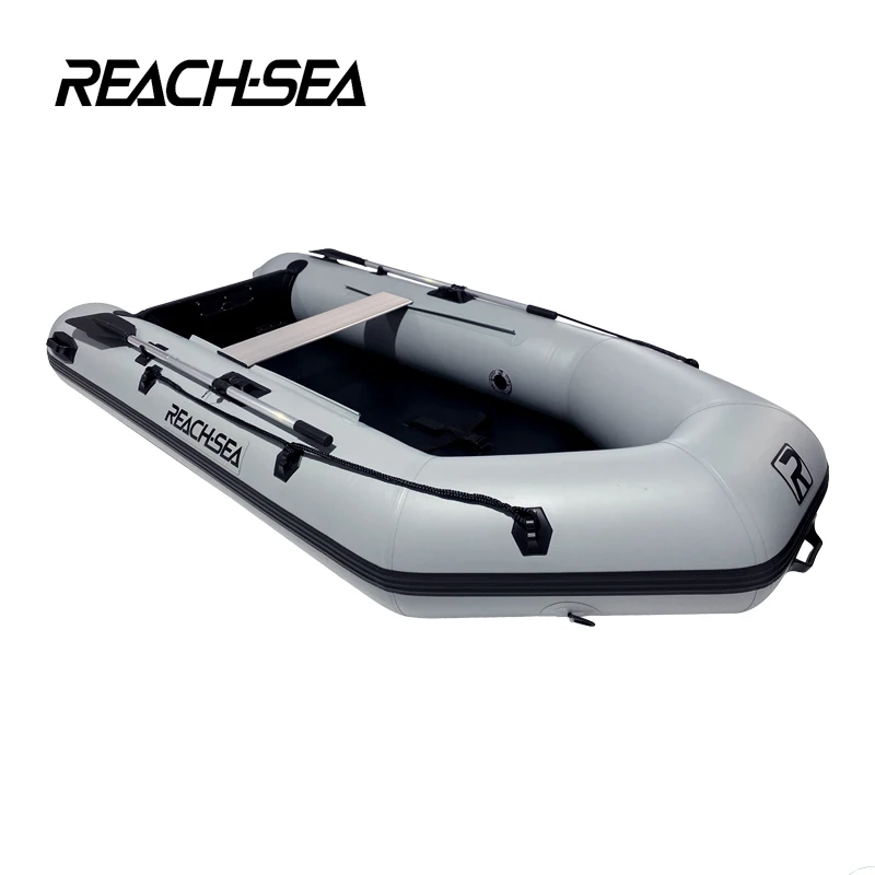 Reach-Sea, venta al por mayor, barco de pesca inflable de goma de Pvc personalizado, ligero, barato, con remos de aluminio