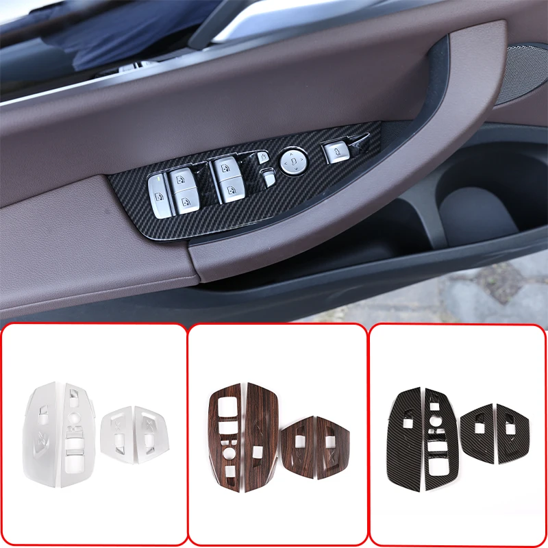 

For 2018-2020 BMW X3 X4 G01 G02 ABS Carbon Fiber Car Styling Car Glass Lift Switch Button Frame Sticker Car Interior Parts (LHD)