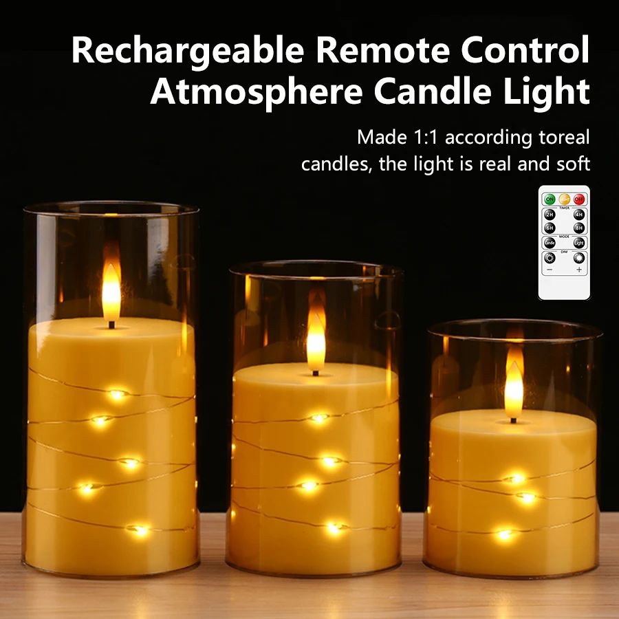 LED Electronic Candle Light with Remote Control Timer LED Glass Candle Full Set For Christmas Wedding Party Ambiance Home Decor