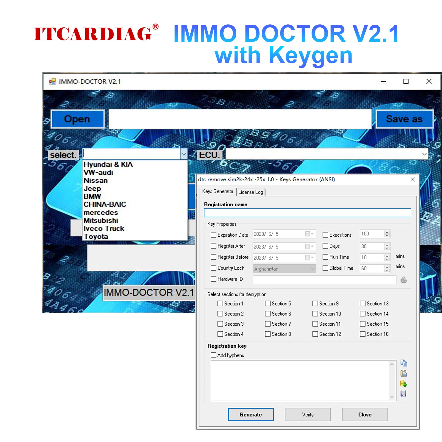 2023 IMMO DOCTOR V2.1 MULTI BRAND With Unlimited KEYGEN Immo Off Immo Delete Software for sim2k MT38 ME 17.9.2 17.9.8 MED17.9.8