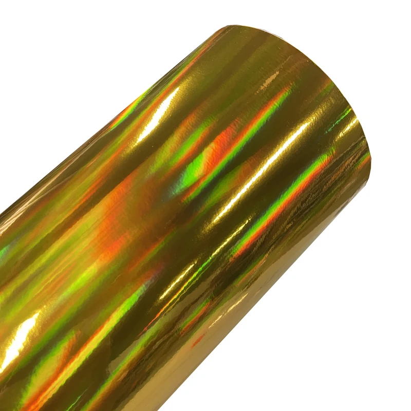 

Gloss Holographic Chrome Gold Vinyl Wrap DIY Air-Release Adhesive Film Decal Vehicle Car Wrapping Foil Roll