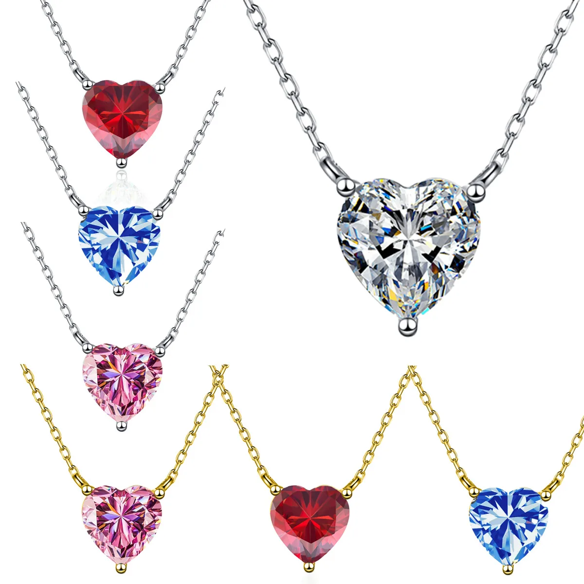

TY Wholesale 0.5/1CT Heart Cut Certified Moissanite Necklace for Women 18k Gold Plated Jewelry Sterling Silver S925 Pendant GRA