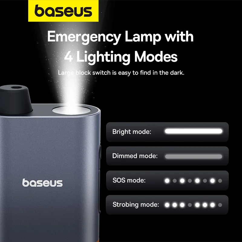 Baseus 3 in 1 Car Safety Hammer Portale Car Window Class Breaker Emergency Escape Seat Belt Cutter SOS LED Lighting Auto Escape