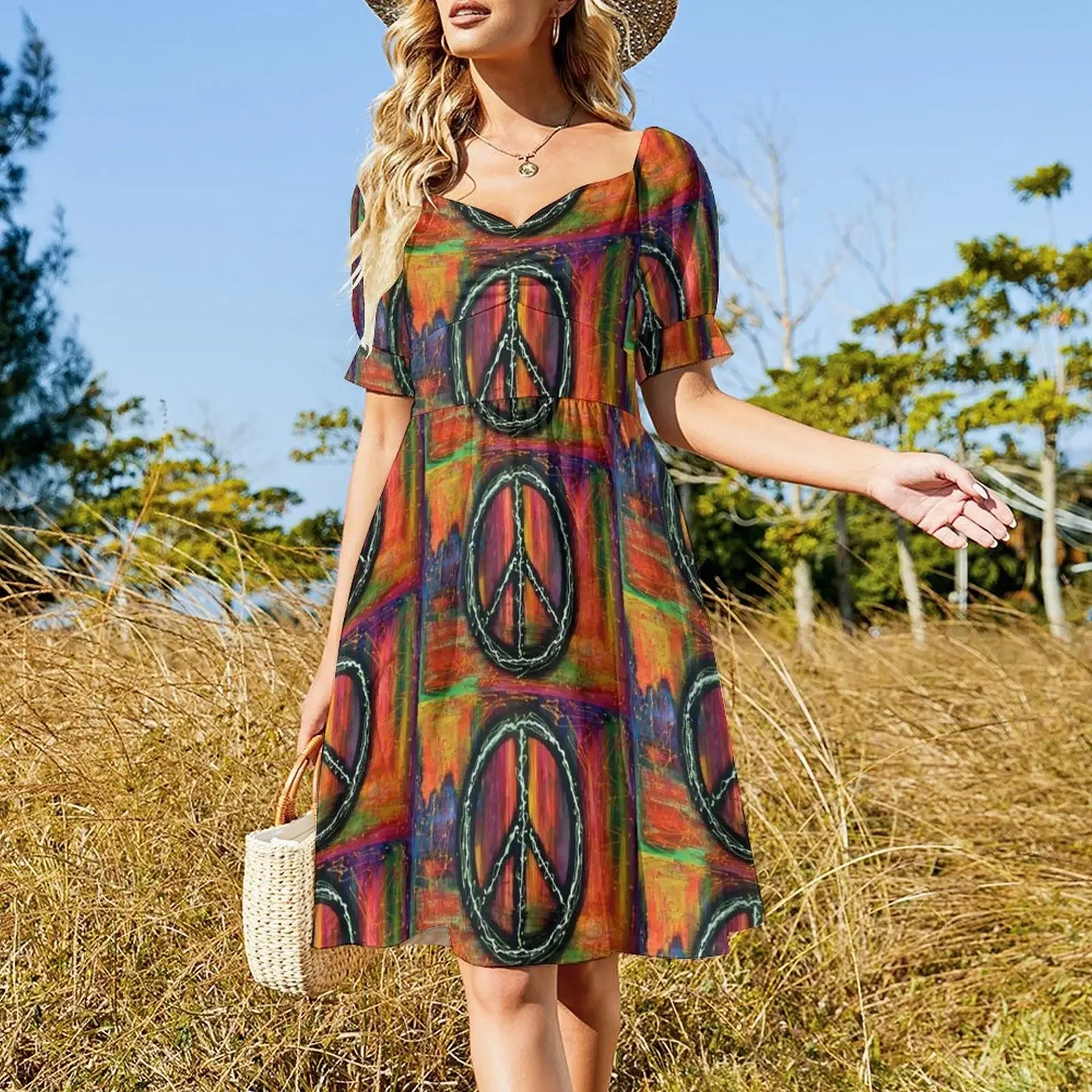 Peace Sign Sleeveless Dress clothes for woman long sleeve dresses Dress