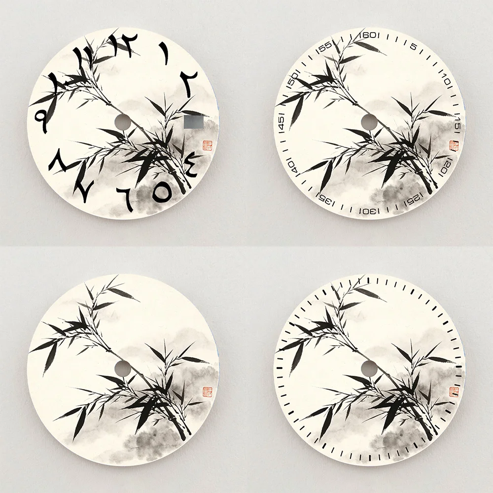 28.5mm Dial NH35 Dial Oriental Ink Wash Bamboo Dial Arabic Numeral Dial NH36 Dial Watch Accessories Fits NH35/NH36 Movement