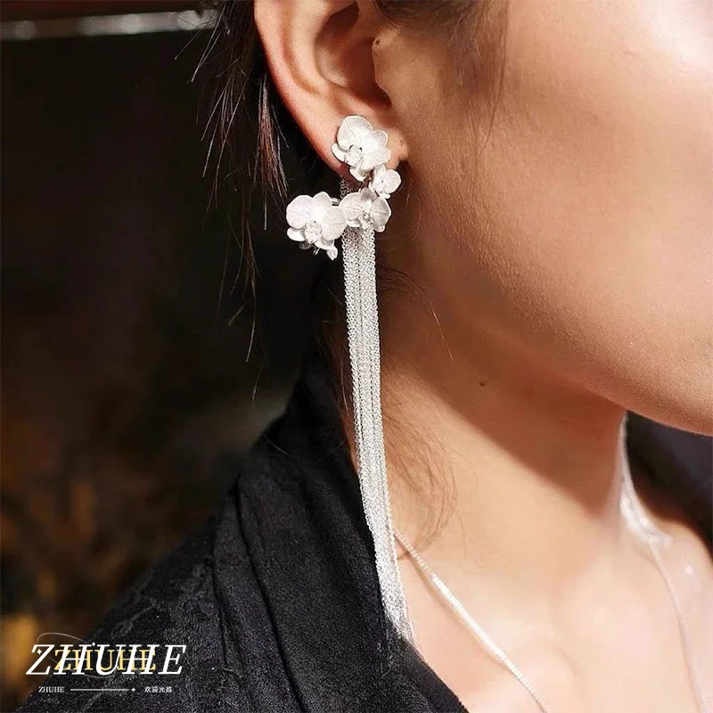 

Luxury Copper Jewelry Accessories For Men Women Bohemian Floral Fringe Chandelier Earrings Artistic Copper Metal Statement Earri