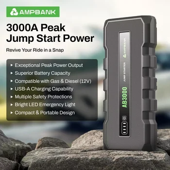 AMPBANK AB3000 12V 汽車緊急啟動電源 電池充電器 行動電源 便攜式 3000A 汽車啟動器 10 最佳銷售 汽車電瓶啟動器 - №5