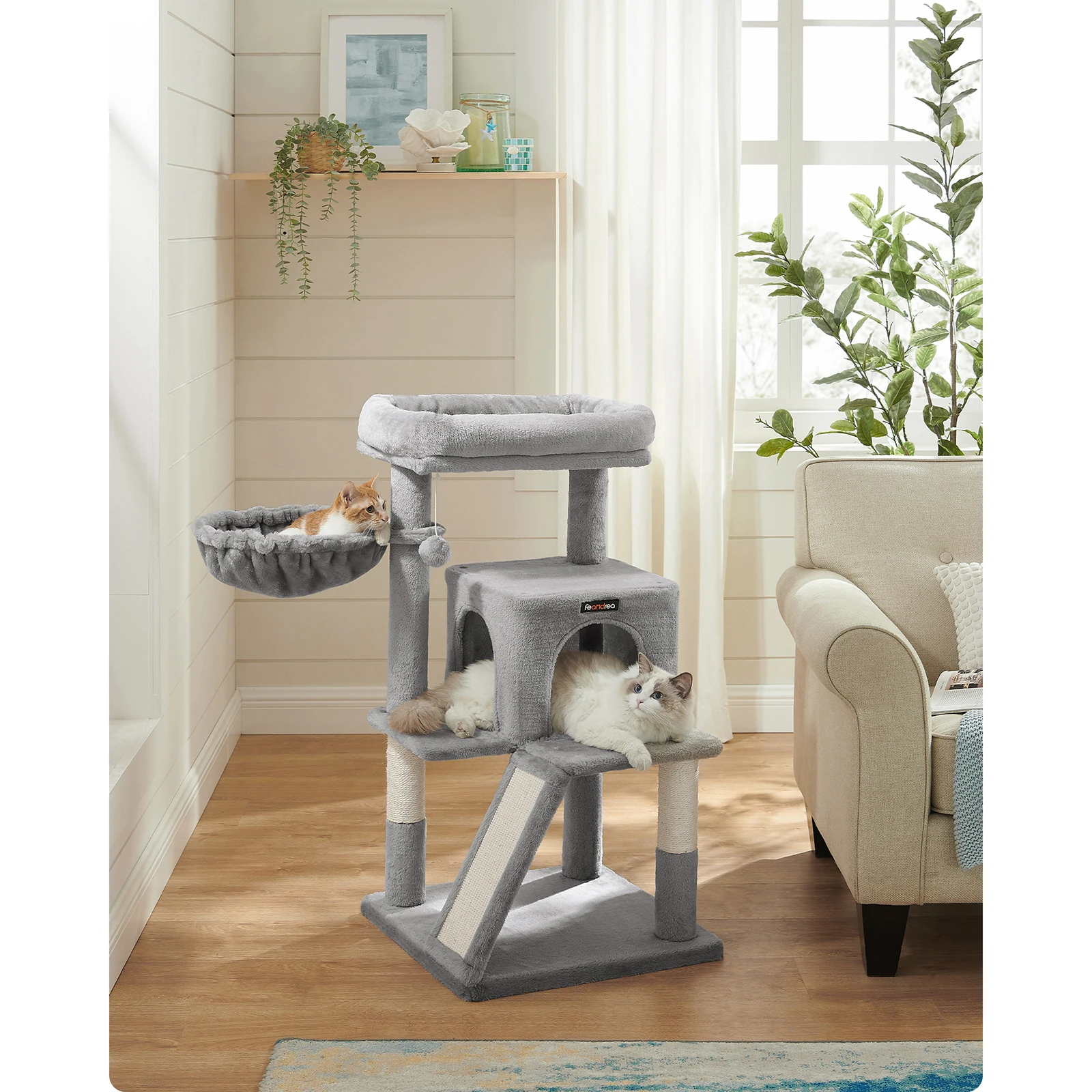 Feandrea Cat Tree, Cat Tower, Widened Perch for Large Cats