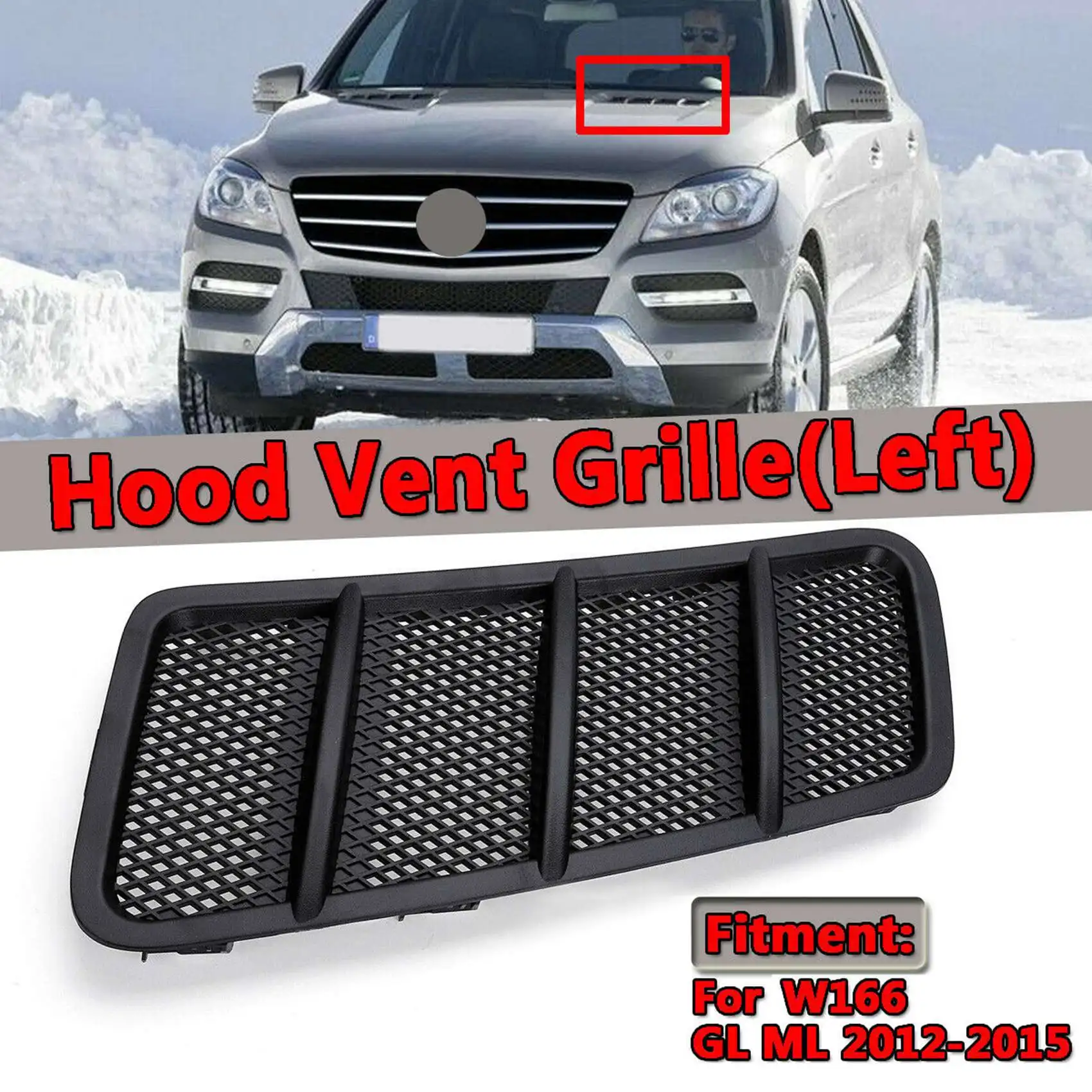 Left Hood Air Vent Grille Cover for Mercedes-Benz W166 GL GL GL350 GL450 ML ML350 ML550 ML63 AMG 2012-2015 1668800105