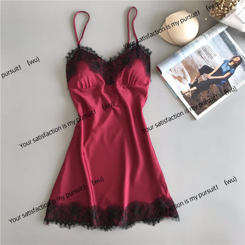 

Spring and summer new women's sexy pajamas simulated silk suspenders ice silk nightgown bottoming nightgown slim loungewear