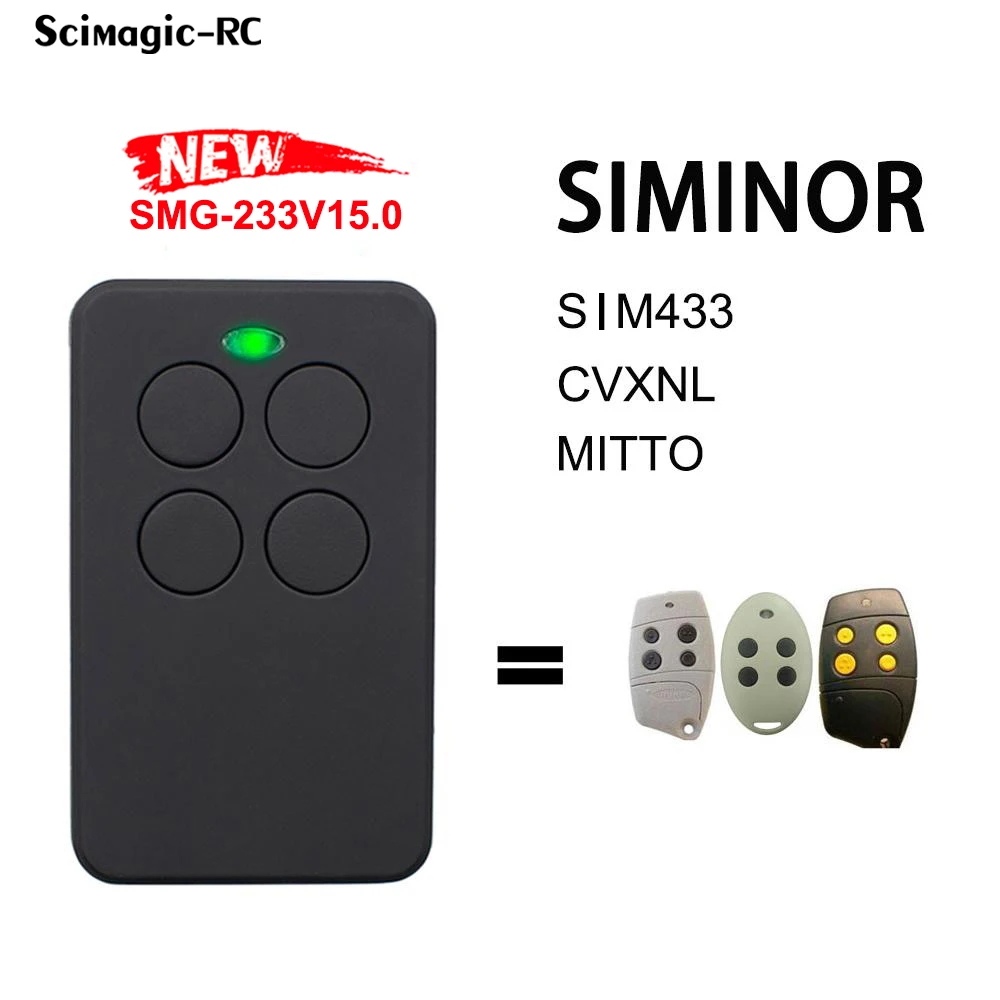 SIMINOR MITTO CVXNL SIM433 Garage Door Remote Control Opener SIMINOR 433.92MHz Fixed Rolling Code Replacement Controller