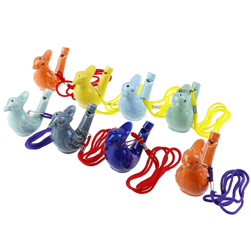 1Pcs Random Chinese Ceramic Water Bird Whistle With Rope Vintage Funny Musical Toys