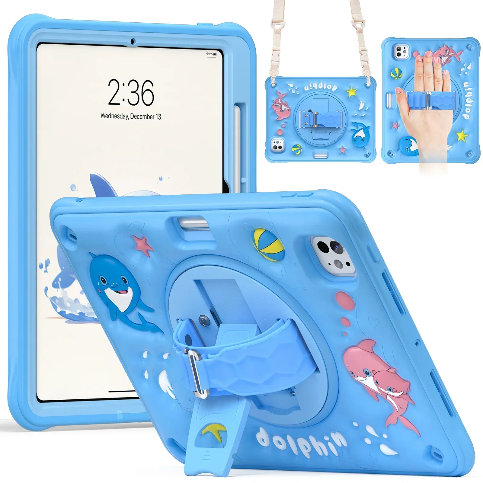 For Apple IPad A16 11th 10th 9/8/7th Gen IPad Air 8 7 6 5 4 Pro 11 M5 M4 M3 M2 Cute Kids Bracket Cartoon Shockproof Tablet Case