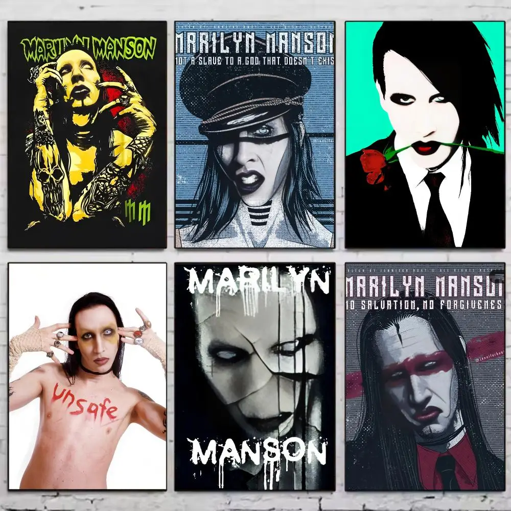 Singer M-marilyn Manson Poster Vintage Wall Art Aesthetic Room Decor Print Living Room Bedroom Home Decoration