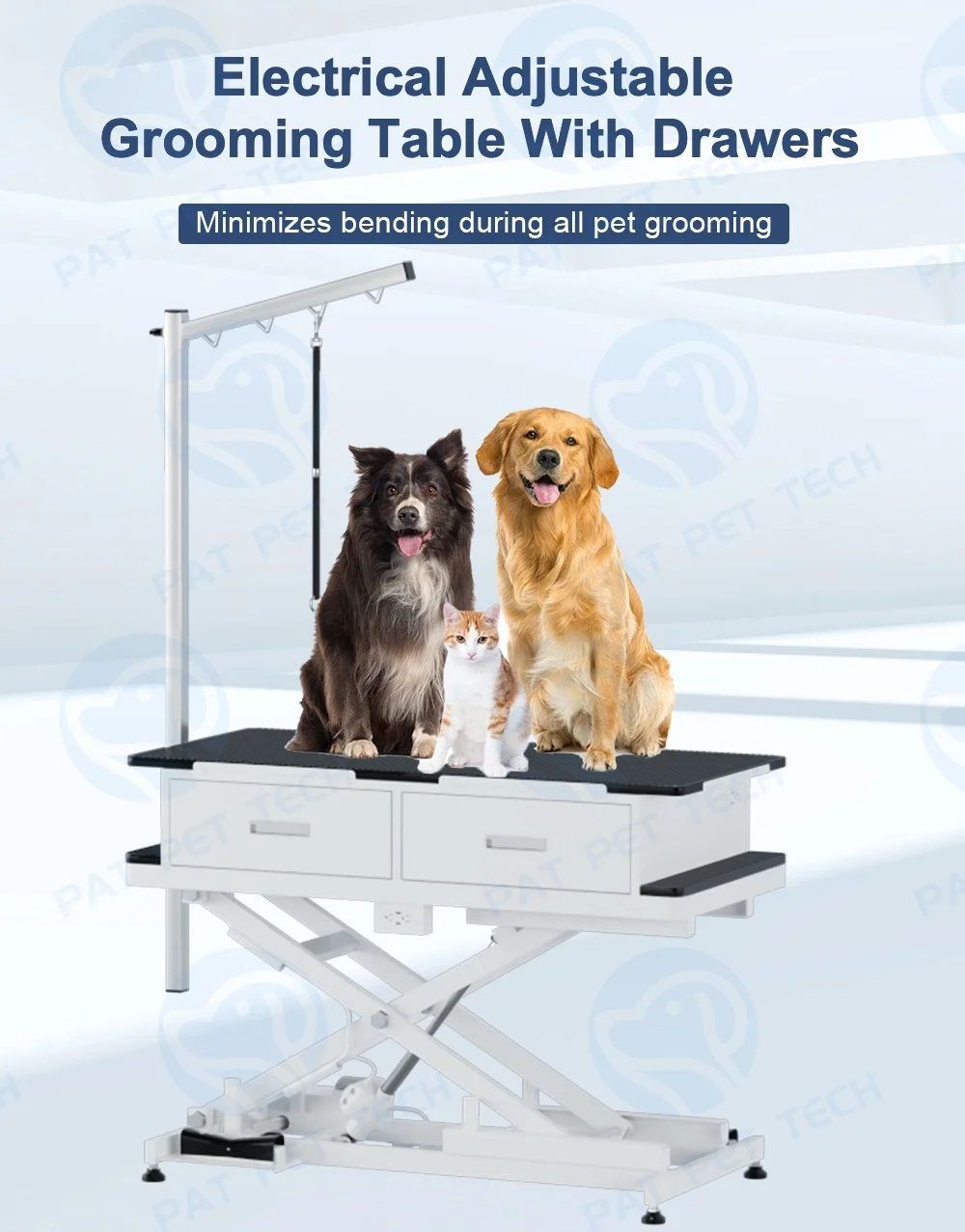 Electrical X Type Adjustable Professional Large Dog Pet Grooming Table With Drawers