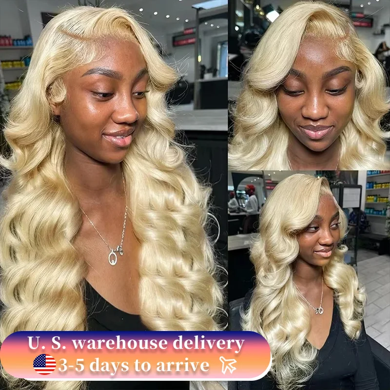 Perruque Lace Front Wig Body Wave Naturelle, Cheveux Humains, Couleur Blond Miel, 13x4, 13x6, 613 HD, 30 32 Pouces, pour Femme Noire, 100%