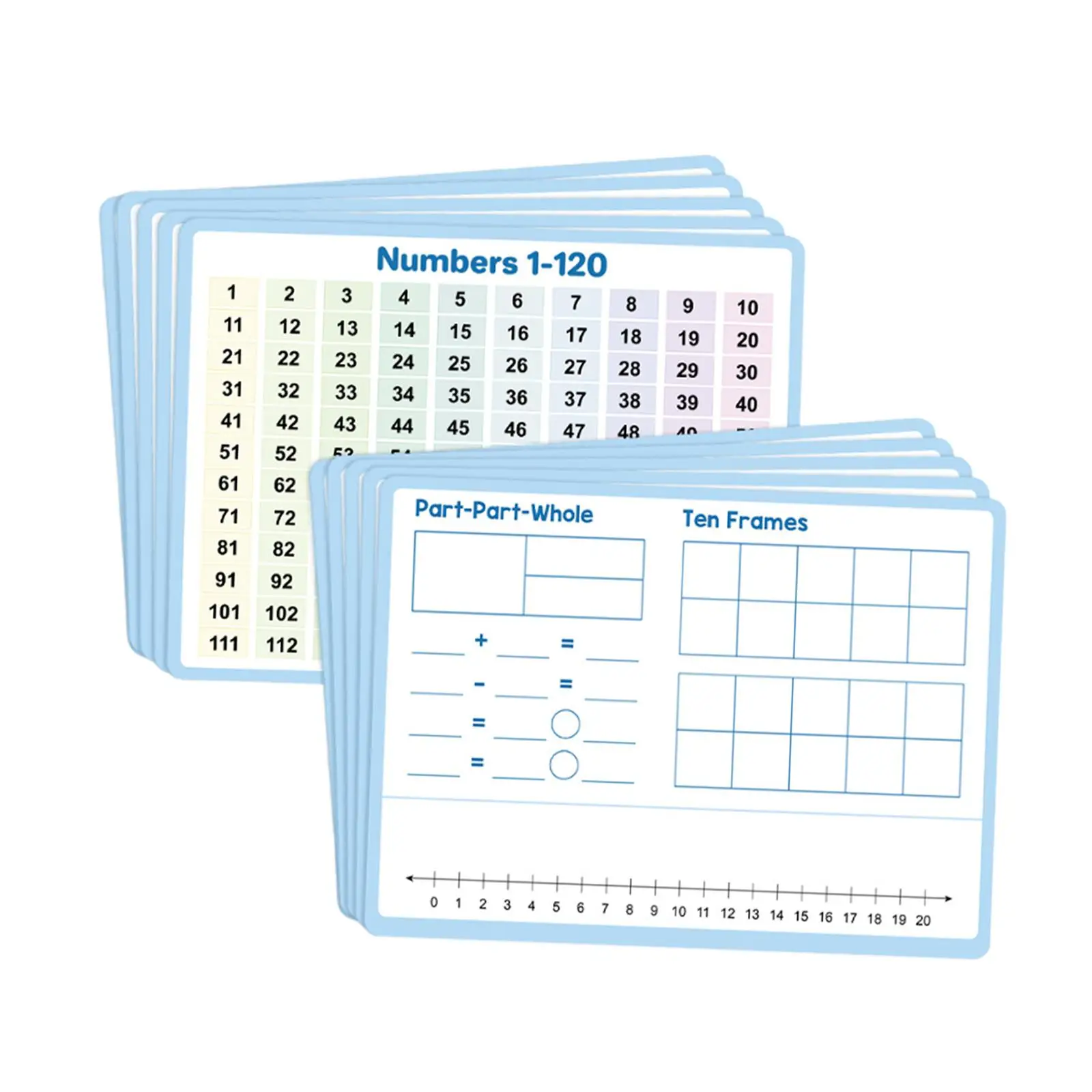 

10x Number Line Dry Erase Board Cards Educational Early Education Gift Math Teaching Aid Writable Number Bond for 1ST Grade