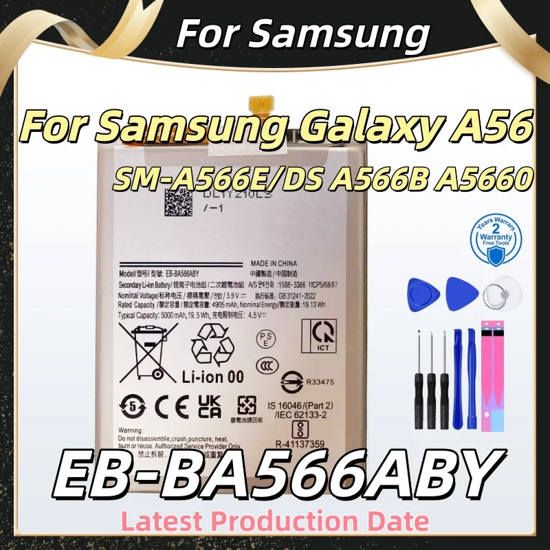 100% New Date Original High Quality 5000mAh EB-BA566ABY For Samsung Galaxy A56 SM-A566E/DS A566B A5660 Phone Battery+Tools