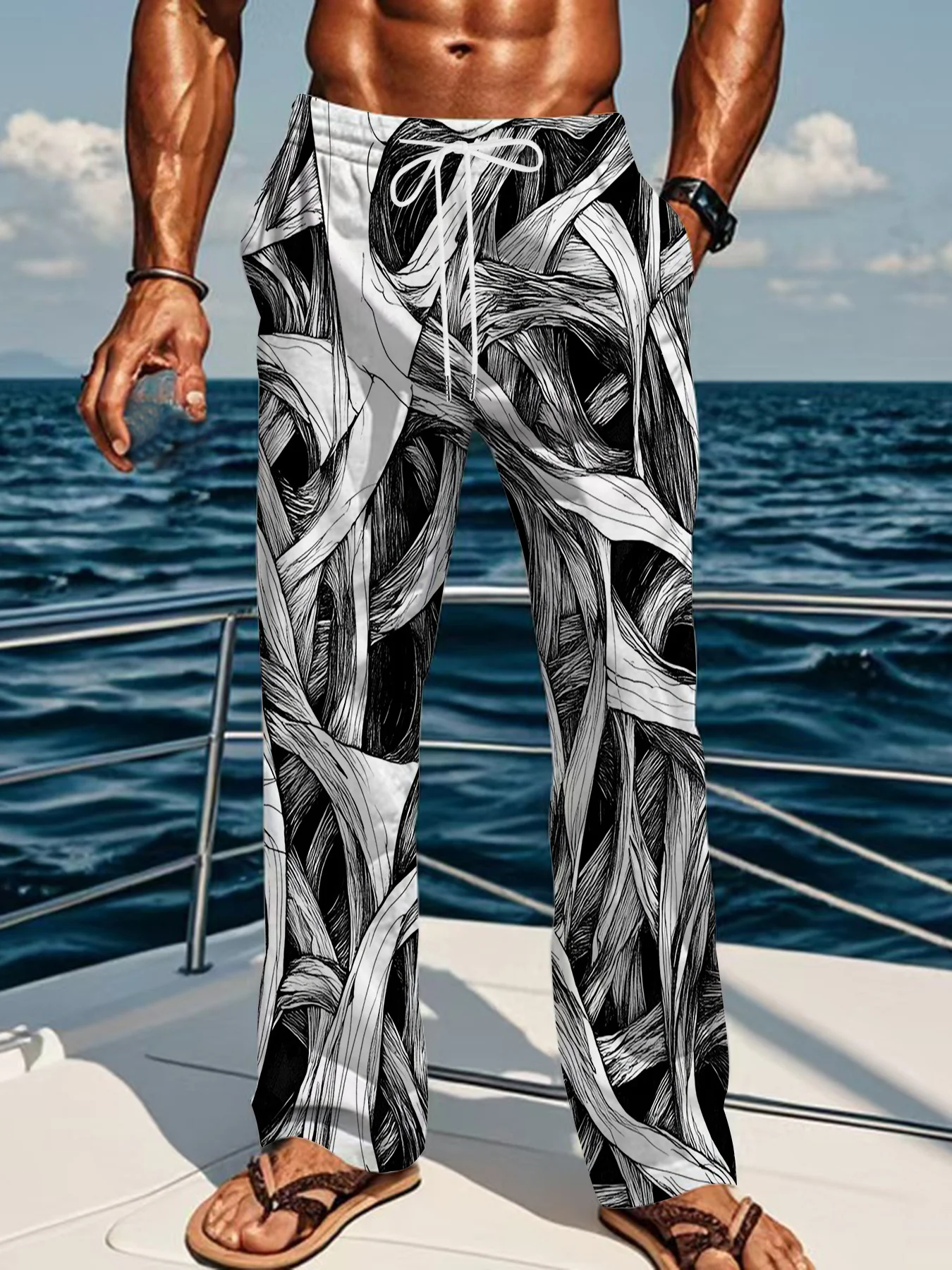 Hot Selling Dark Aesthetic Street Pants Men's and Women's Universal 3D Bold Color Blocking Pattern Printed Drawstring Pants