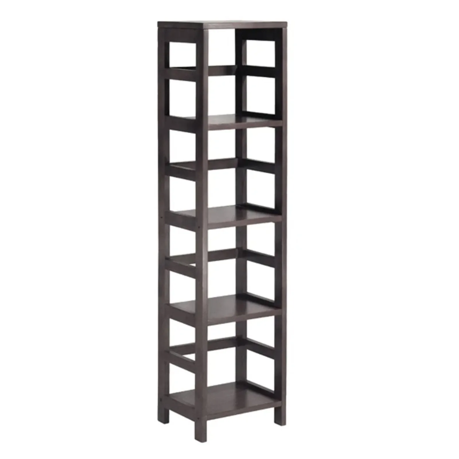 

US Wood Leo 4-Section Narrow Open Storage Shelf, Espresso FinishFreestanding, narrow 4-tier book shelving Leo collection