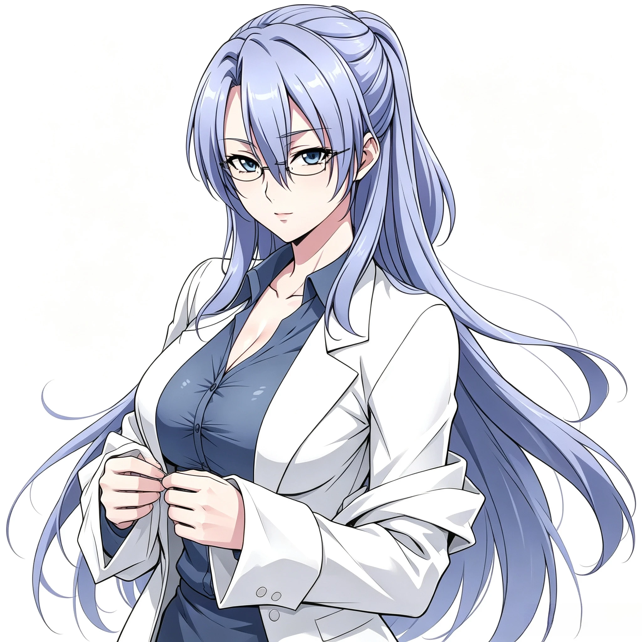 Cool Blue Hair Anime Girl in Lab Coat Sticker, UV Resistant Waterproof Vinyl Decal for Car Motorcycle RV Luggage