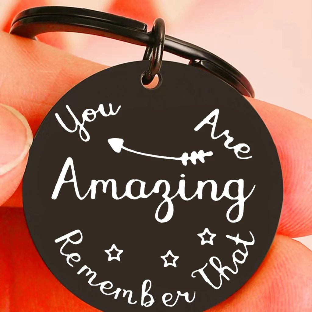 

Inspirational Stainless Steel Keyring Pack "You Are Amazing, Remember That" Motivational Gift Keychain Set for Friends Him & Her