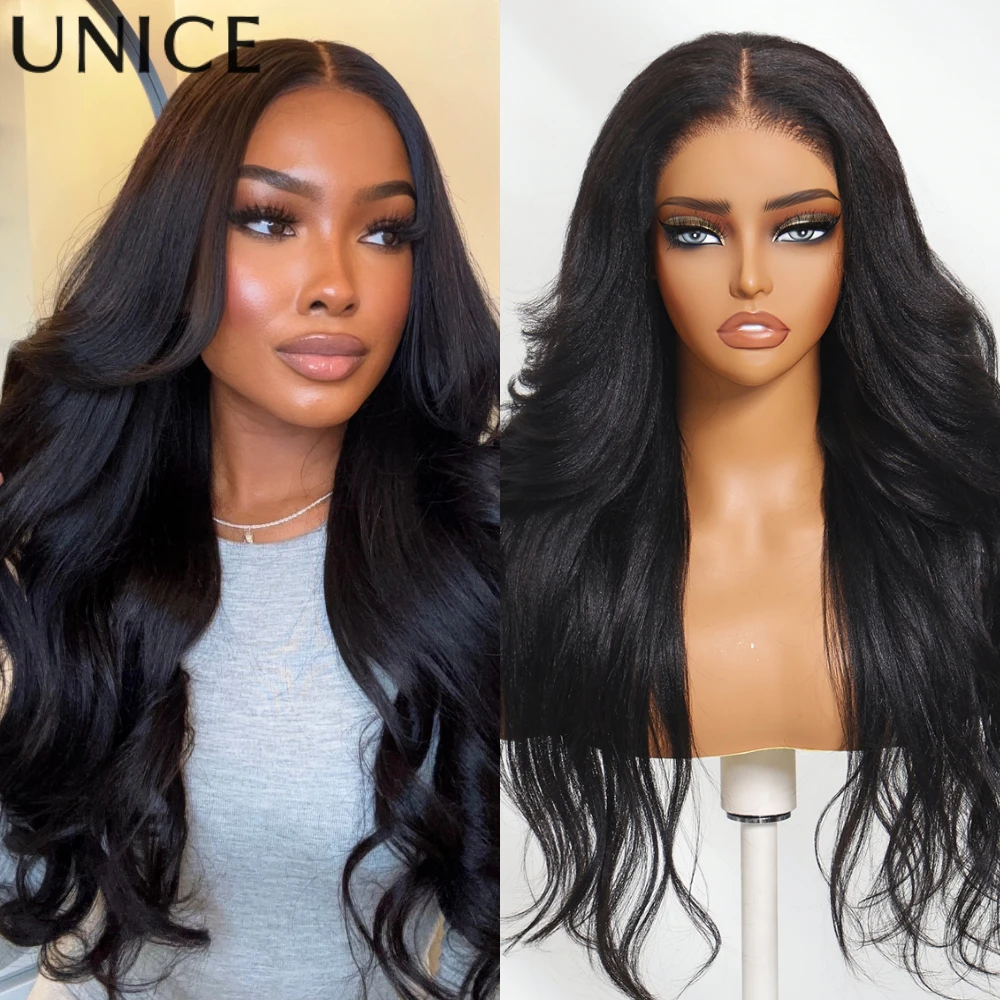 Unice شعر متموج ياكي الخامس جزء شعر مستعار مع الوجه خارج بانج EasiContour الرباط الخامس جزء شعر مستعار الحد الأدنى ترك خصلات الشعر المستعار الإنسان غلويليس