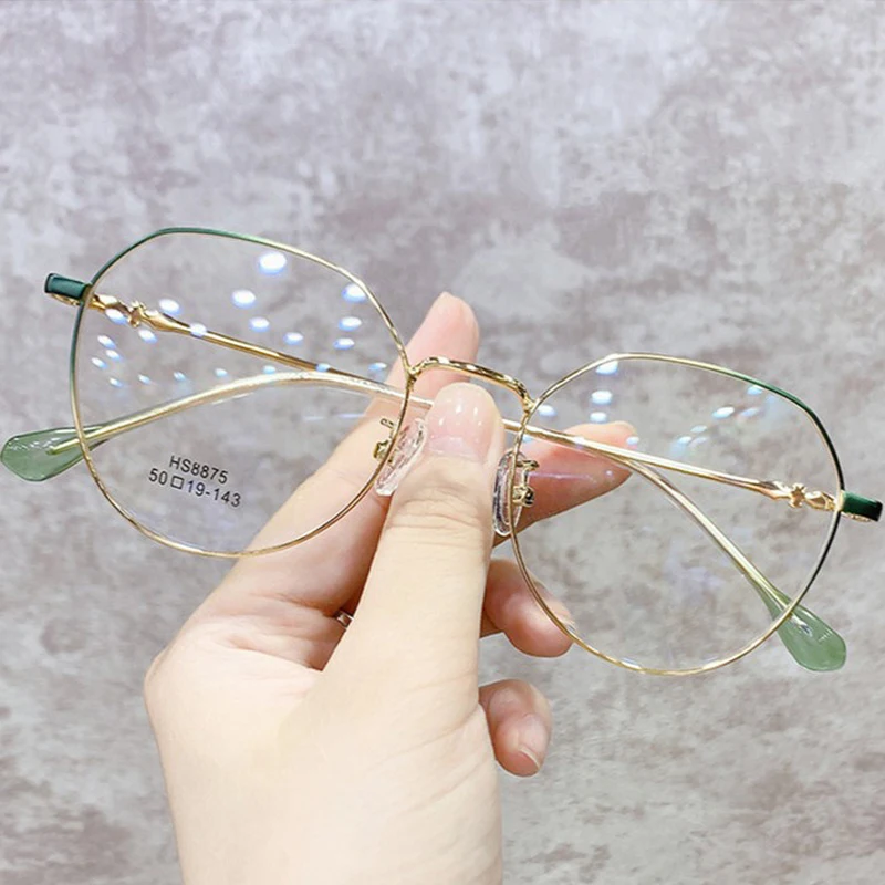 مكافحة الضوء الأزرق المعادن المضلع قصر النظر نظارات النساء الرجال الكمبيوتر النظارات البصرية للجنسين حملق #4