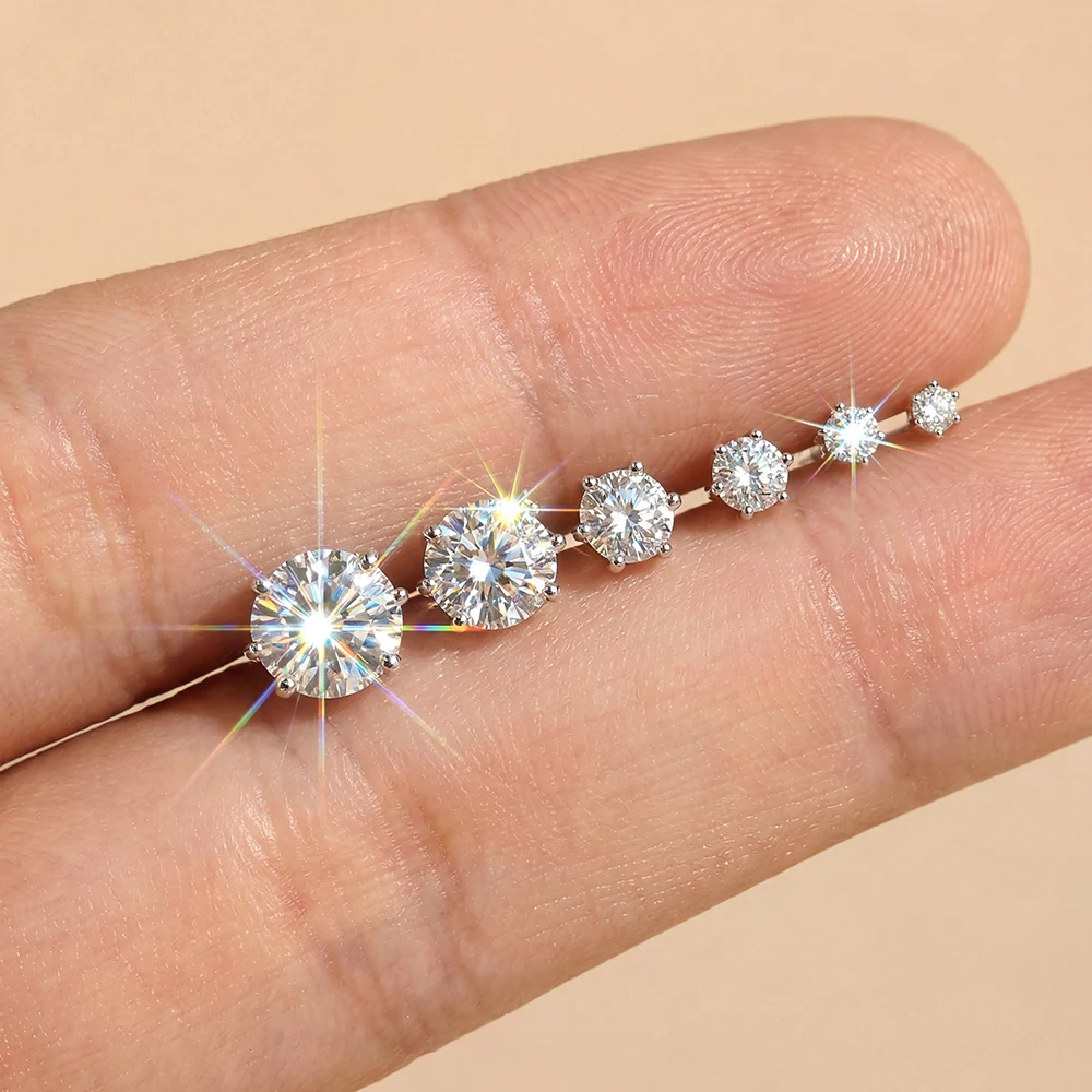 AIDE 925 Sterling Silber 1 Stück Sechsklauen Funkelnder Moissanit Damen Multi-Größen Flacher Rücken Knorpelpiercing Hochzeits-Brautgeschenk – Detail 23