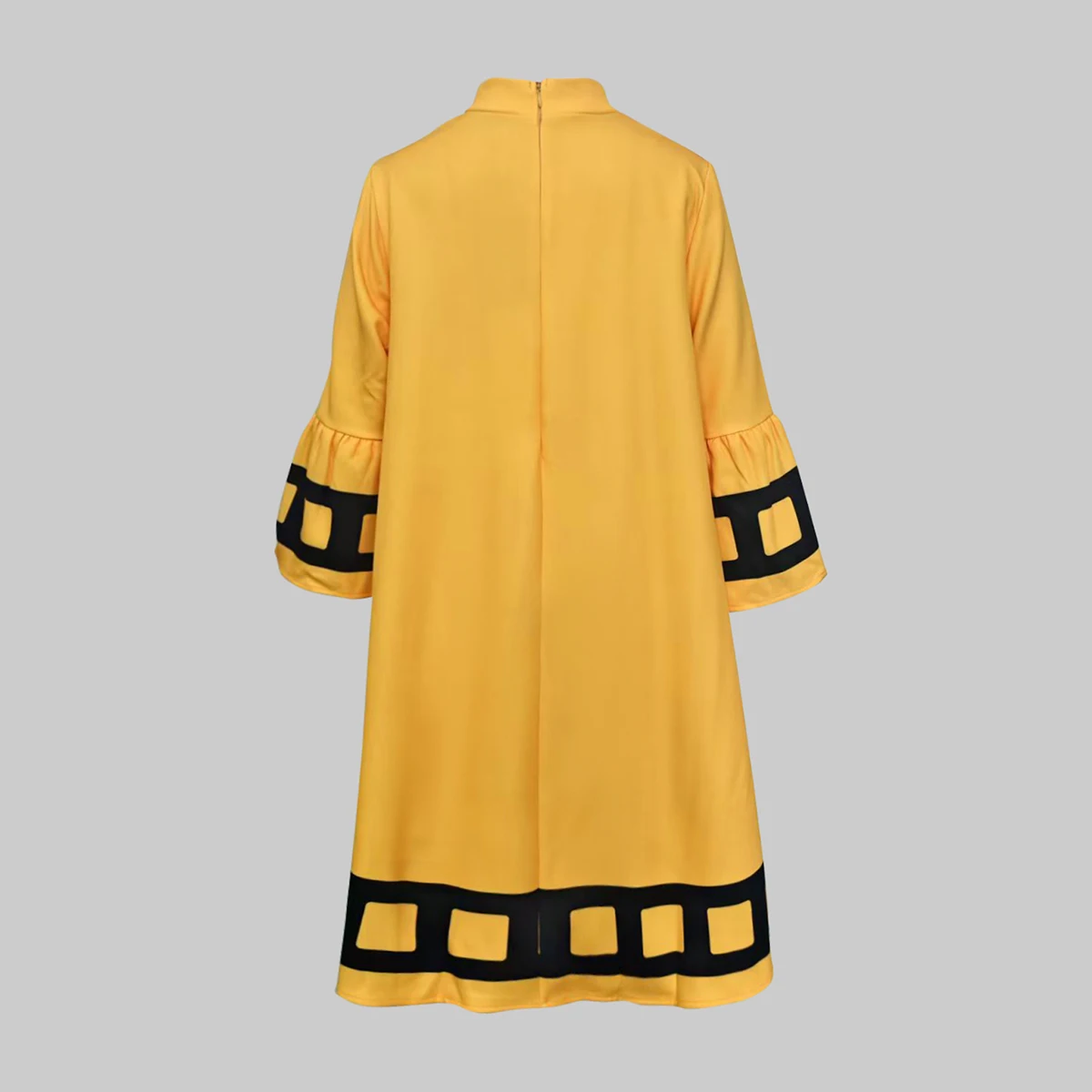 Modigirl Flower Print Loose Yellow Dresses for Women Autumn Winter Clothes Flared Sleeves Woman Midi Casual A-line Dress - Image 5