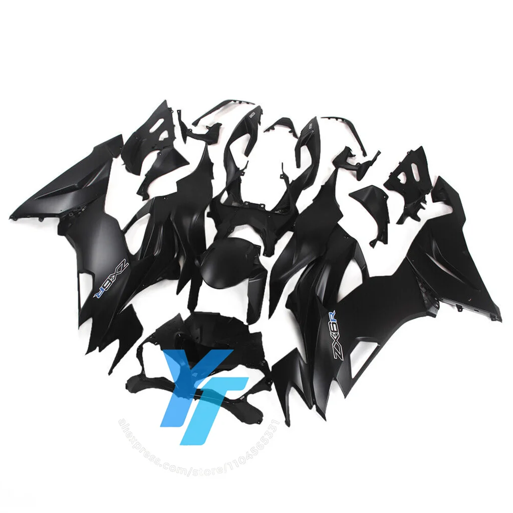 Black Fairing Kit for KAWASAKI ZX6R 2019-2023 Premium ABS Plastic Custom Paint Ready Options