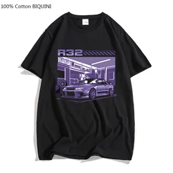 R32 Purple Drift Car T Shirt Men Summer Short Sleeve Tee Hip Hop T-shirt for Male Harajuku Top Funny Streetwear Cotton