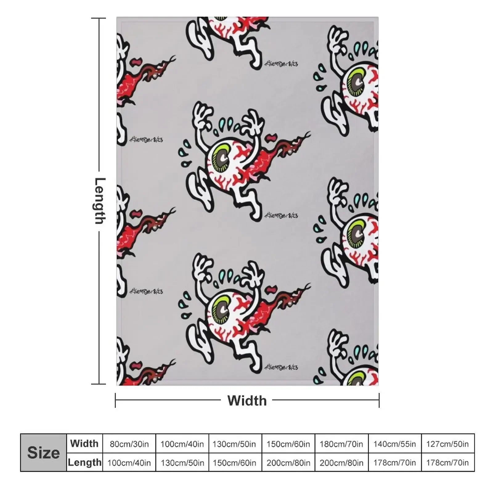 Eyeball Running Scared from Two Dead Boys Throw Blanket couch cozy soft plush fuzzy picnic outdoor blanket