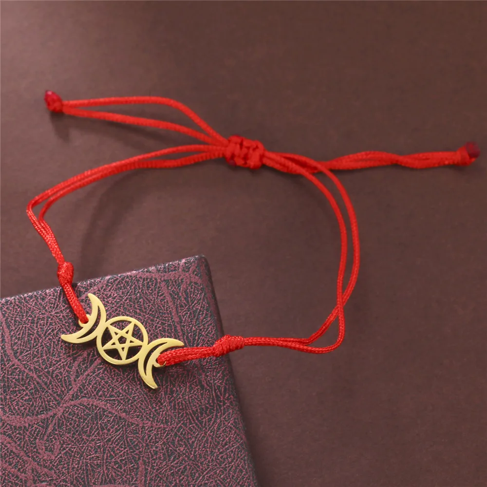 Dreifache Mondgöttin-Armbänder für Männer und Frauen, Edelstahl, Pentagramm, Wicca-Charm-Armbänder, magisches Pentagramm, Hexe, Schmuck, Geschenk – Detail 13