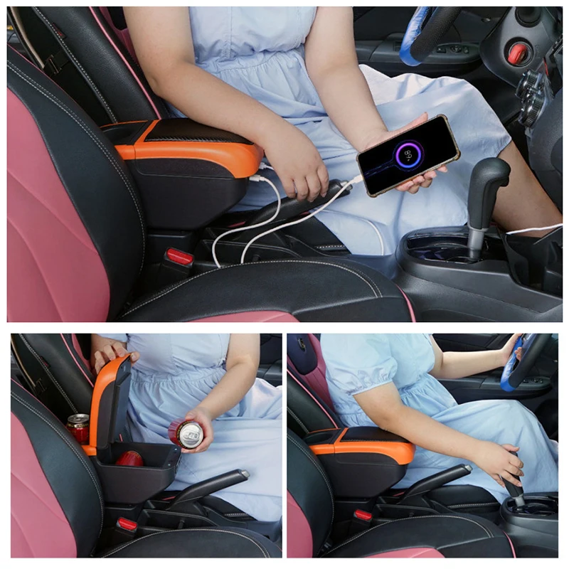 For Dacia Spring armrest box For Renault K-ZE car armrest box for Dacia Spring Electric armrest with USB cup holder Accessories