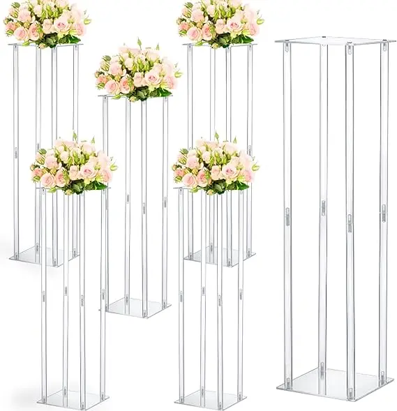 Flower Stand for Wedding Centerpieces for Tables Tall Vase Stand Wedding Flower Stands with Plates for Wedding Party Home Table