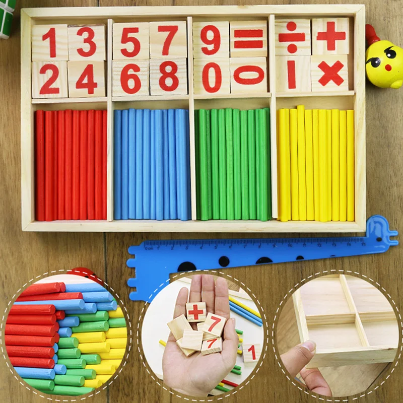 Counting Sticks Geometric Block Children Mathematical Enlightenment Developmental Toys Plastic/Wood Calculate Focus Training TMZ