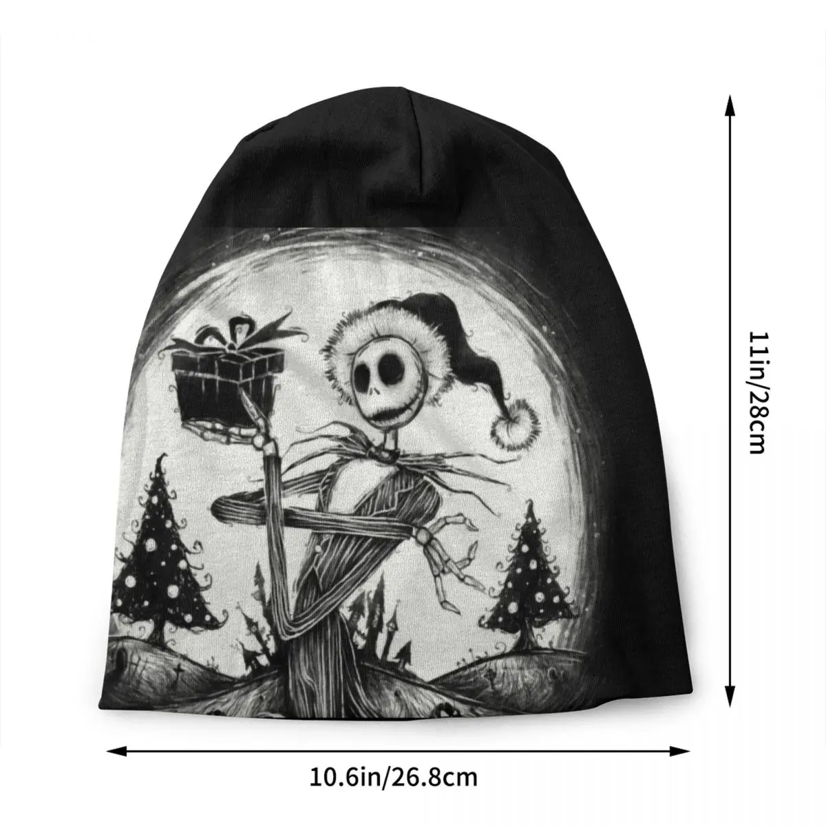 Custom Jack Skellington Beanies Caps Hip Hop Winter Warm  Knitting Hats Adult Unisex The Nightmare Before Christmas Bonnet Hats