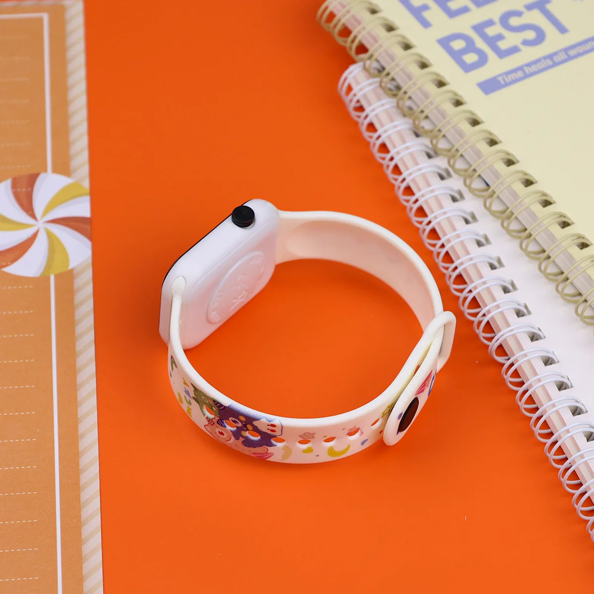 10pcs/lot Cartoon Printed Button LED Electric Watch for Girl Fashion Personality Printed Square Women Electronic Watches Gifts