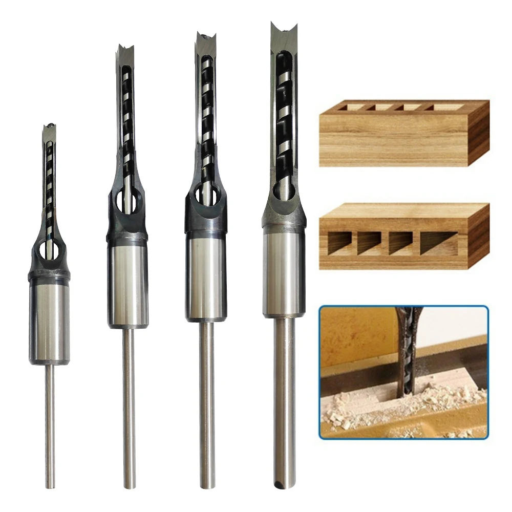 1Pc 6.35Mm British System Woodwork Square Hole Drill Diy Woodwork Square Hole Tenon Machine Drill Bit Electric Tool Accessories